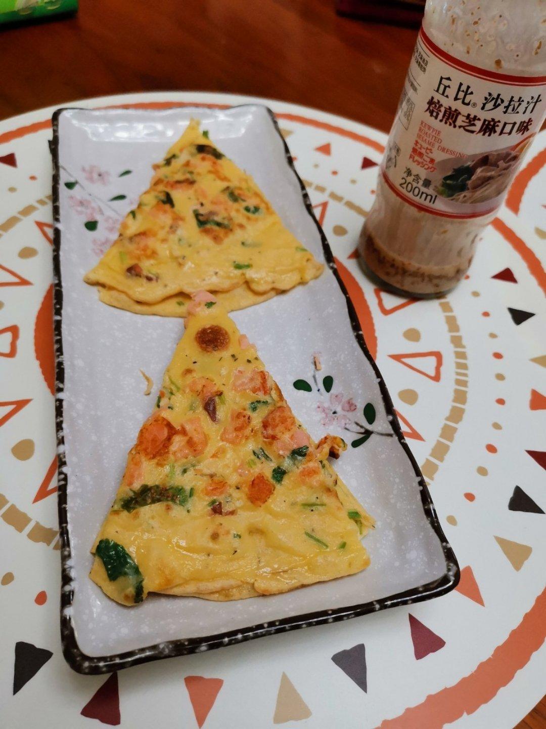 葱香烟熏三文鱼鸡蛋软饼