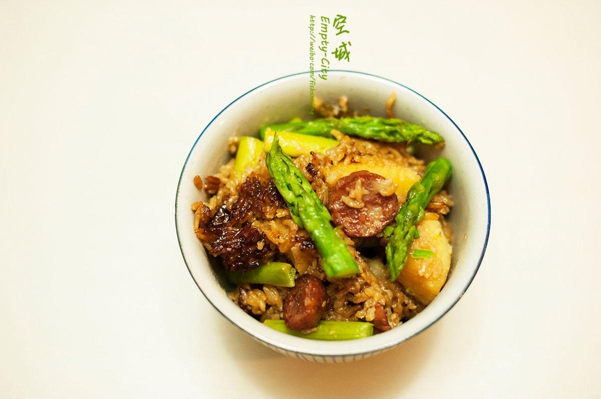 芦笋土豆腊肠焖饭（电饭锅版）