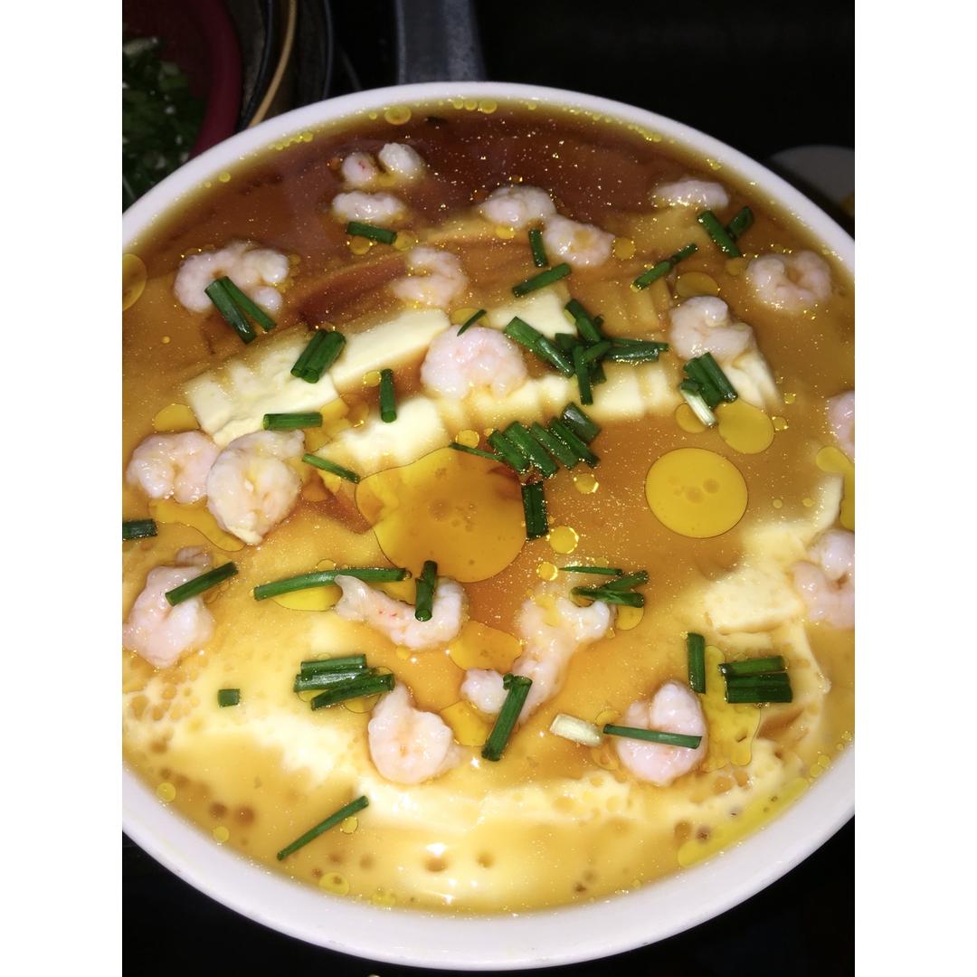 虾仁豆腐蒸水蛋