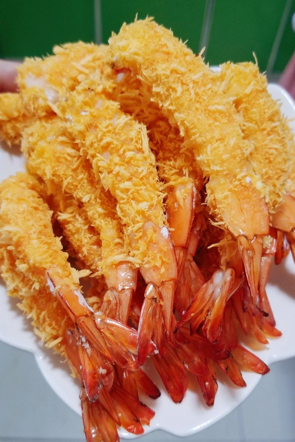 烤箱版少油面包糠烤虾