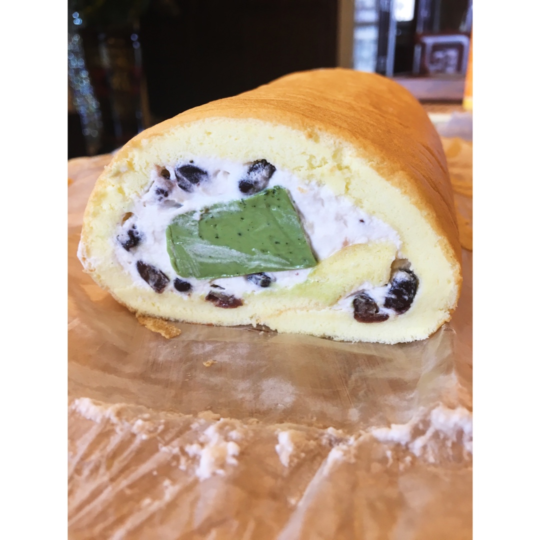 竹炭抹茶奶冻卷