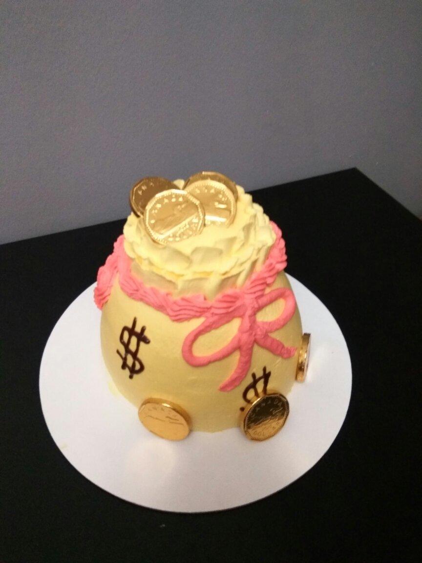 梦莲湖做的异形蛋糕钱袋生日蛋糕(福袋生日蛋糕)