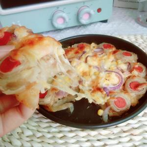 手抓饼新吃法——脆底花边鲜虾培根披萨的做法 步骤10
