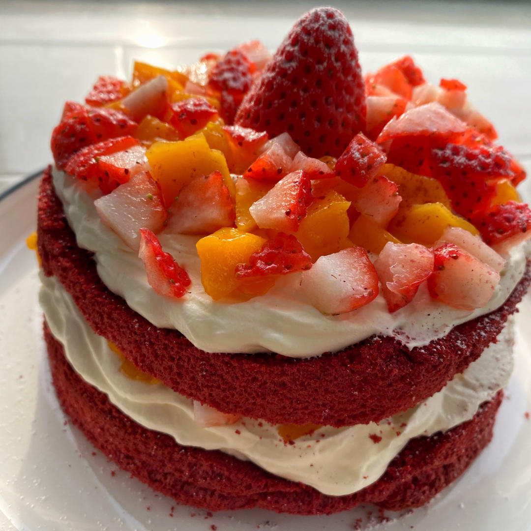 dream范特西i做的草莓红丝绒奶油裸蛋糕 红丝绒蛋糕(细节版 新手可用)