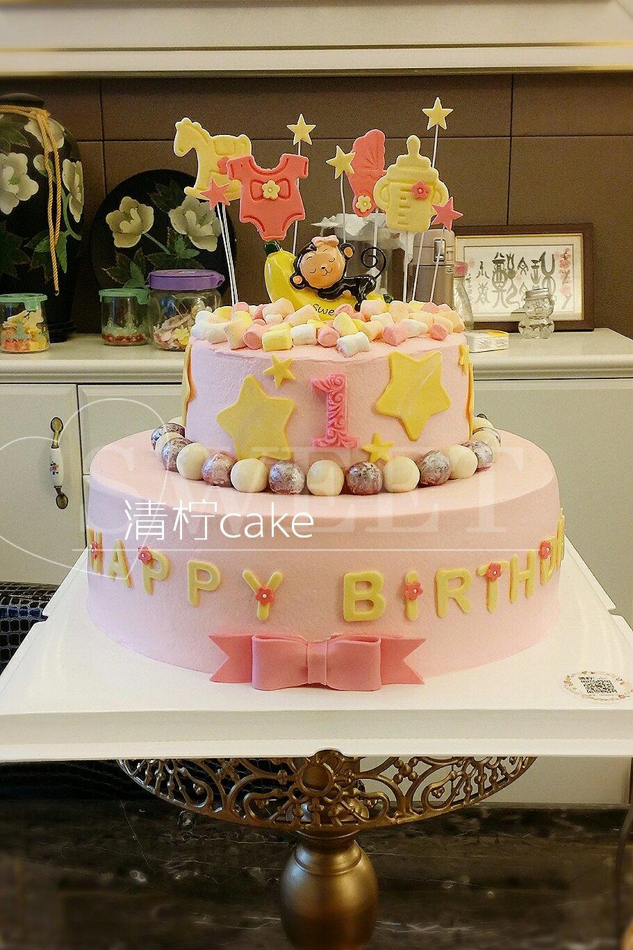 双层戚风水果蛋糕打桩