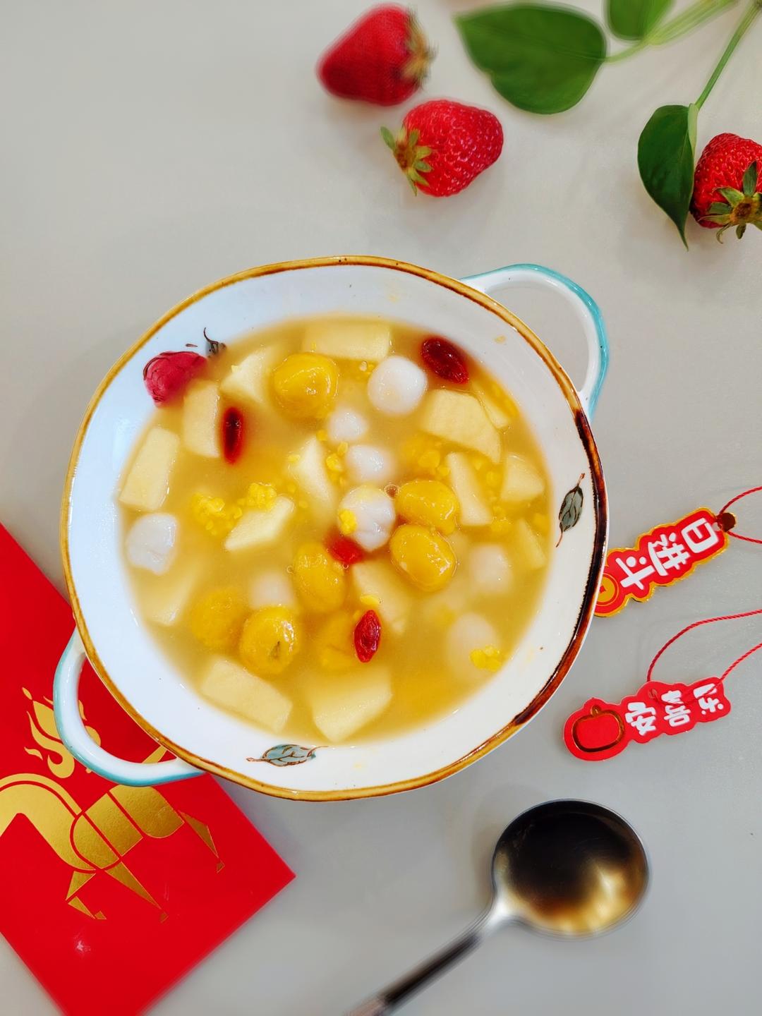 冬至暖胃甜品｜🍎苹果酒酿汤圆