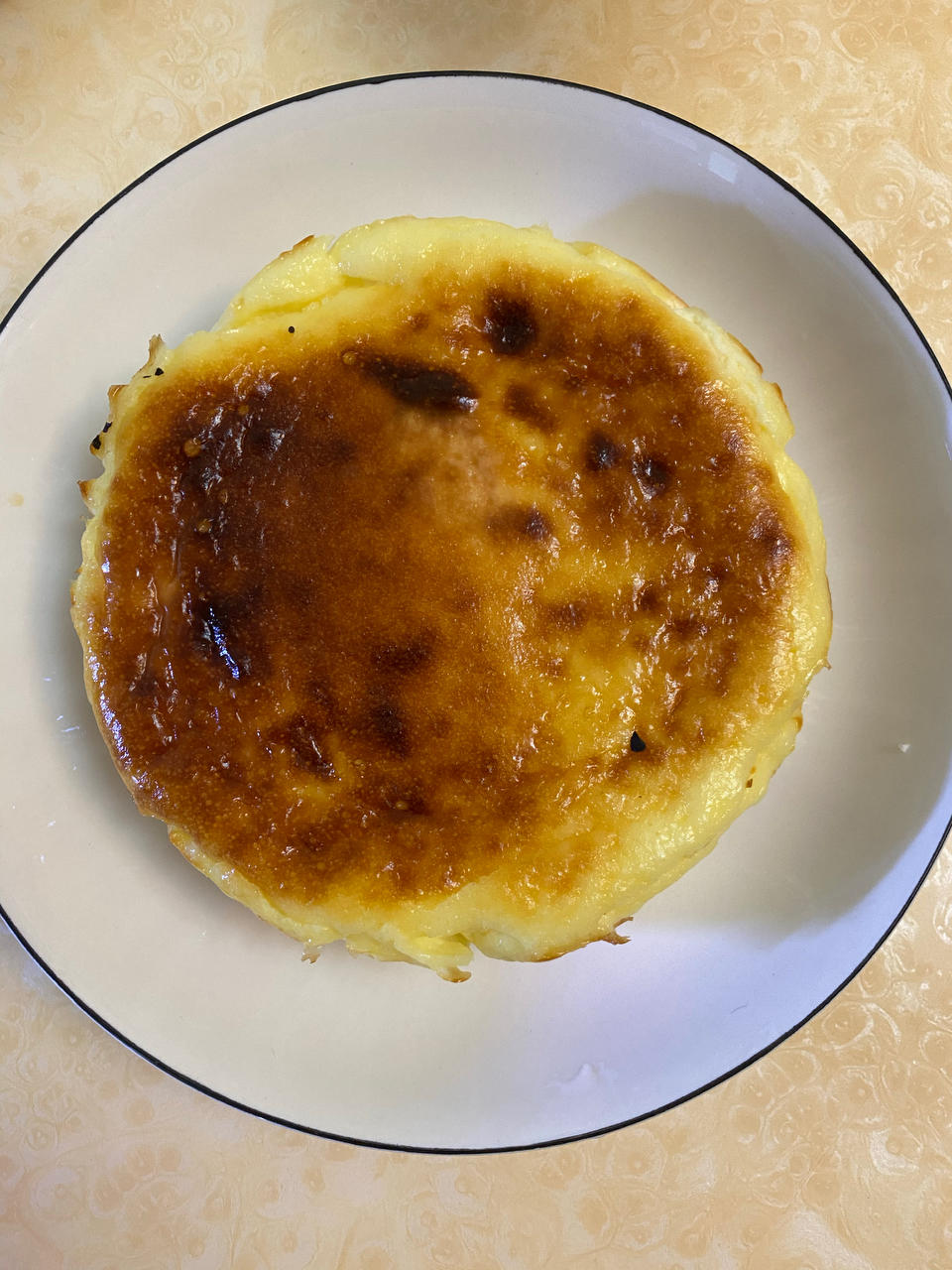 快手的网红basque cheesecake巴斯克焦芝士蛋糕