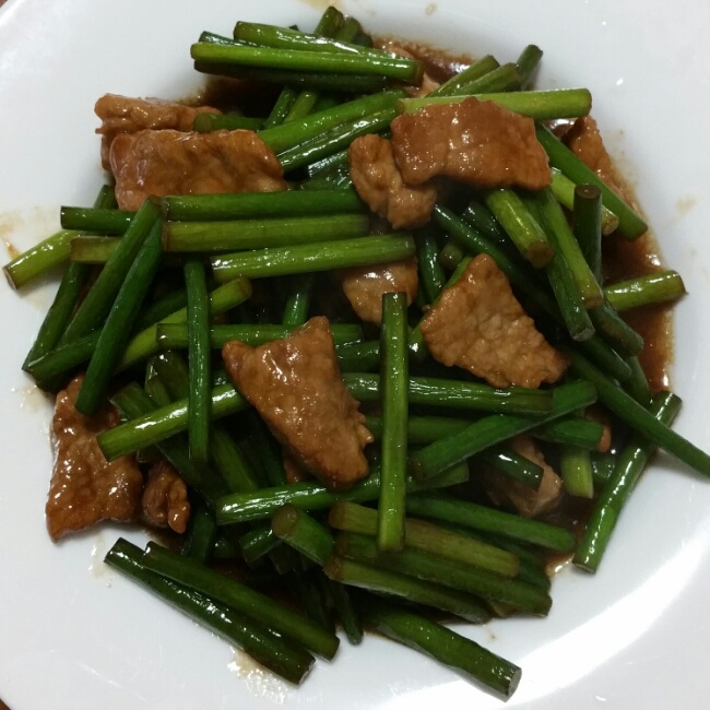 肉丝炒蒜苗