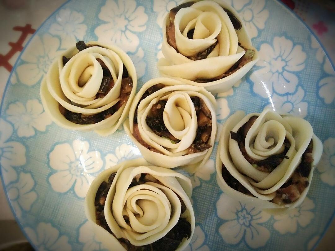饺子皮玫瑰花