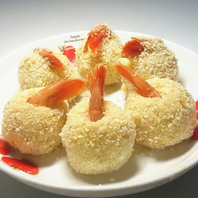 土豆泥鲜虾球