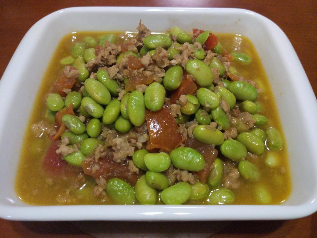 肉末番茄烧毛豆