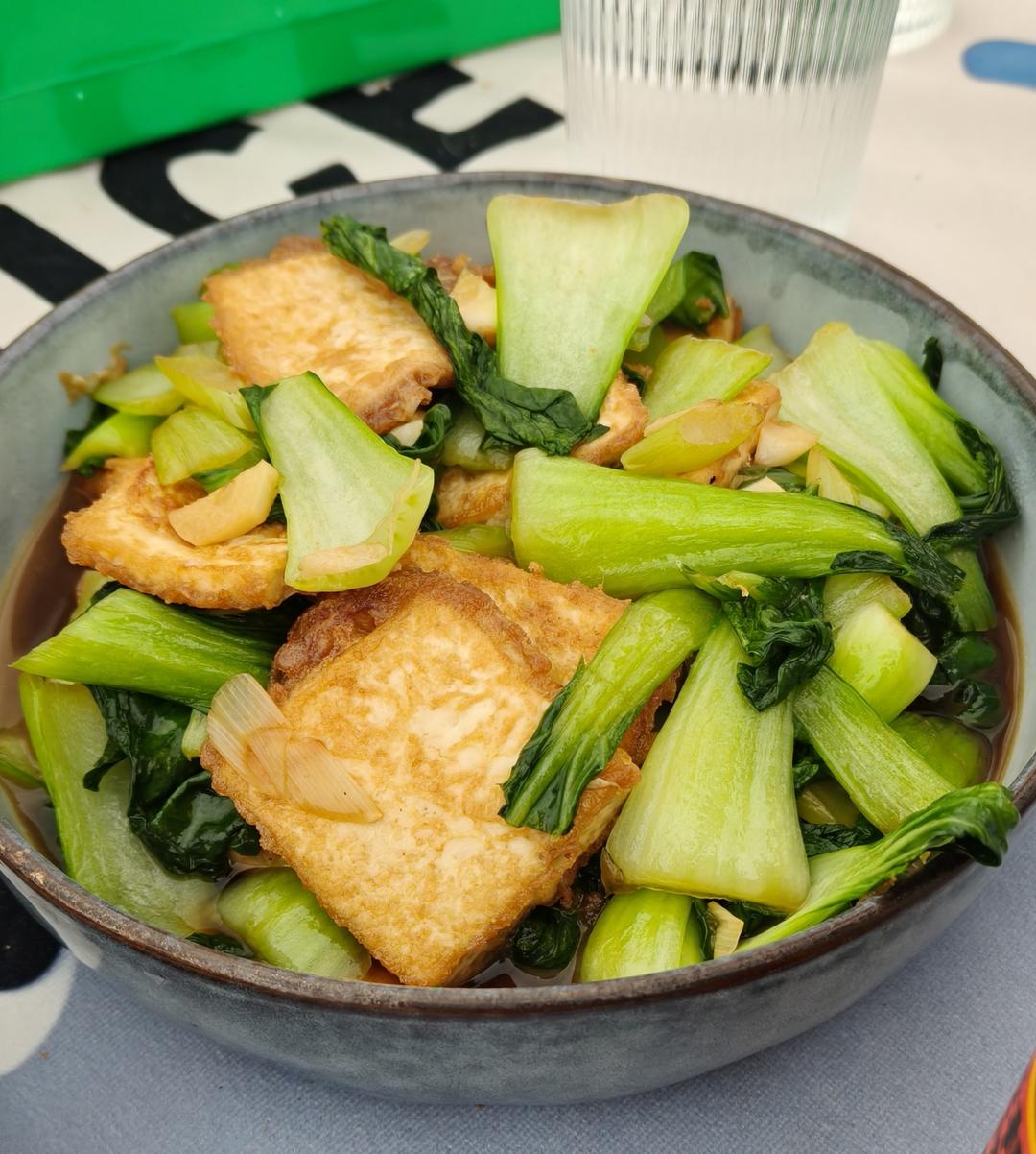 香煎豆腐炒油菜