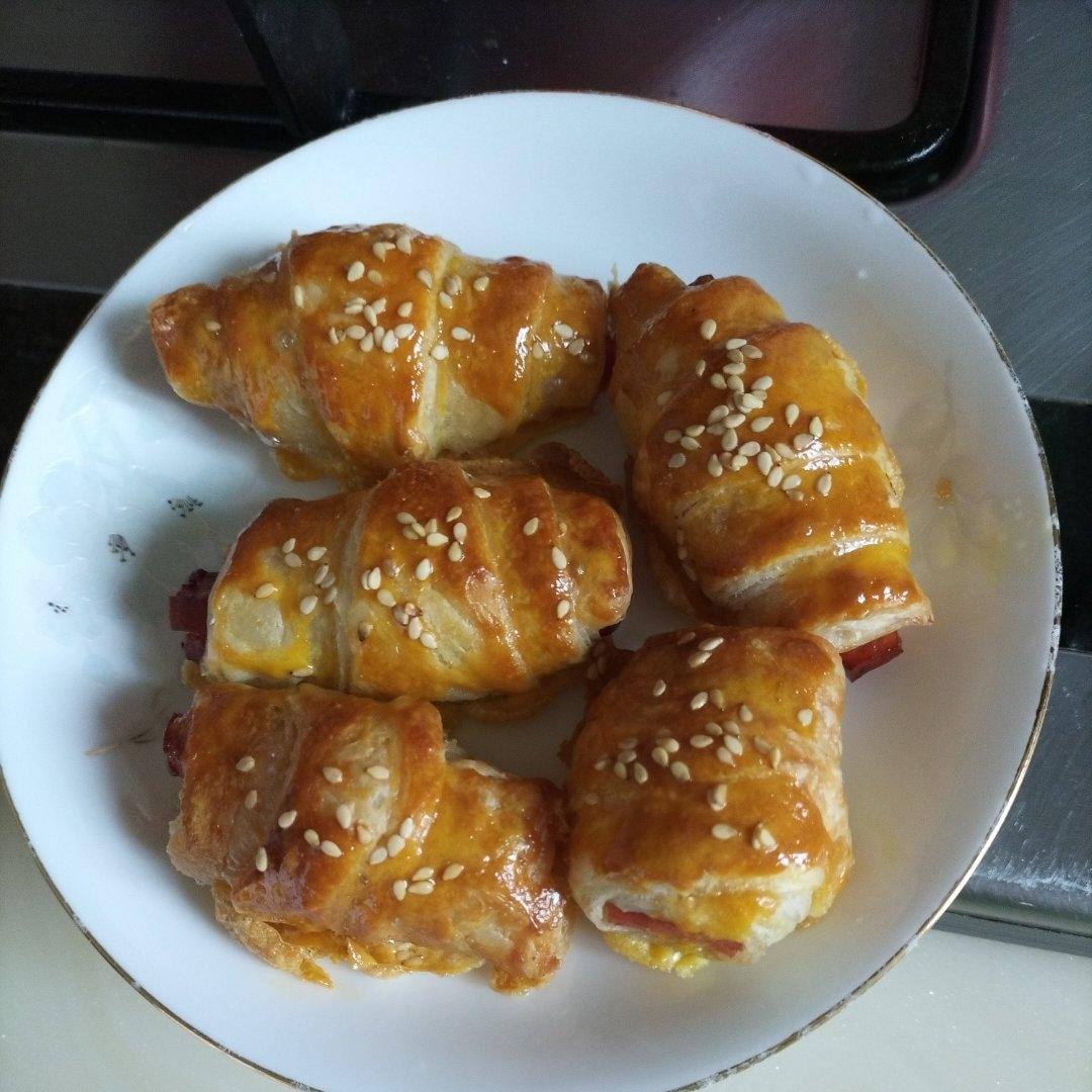 无敌酥香～早餐可颂🥐牛角包‼️简易版手抓饼