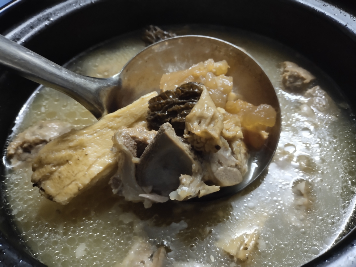 党参黄芪羊肚菌鹿筋汤的做法