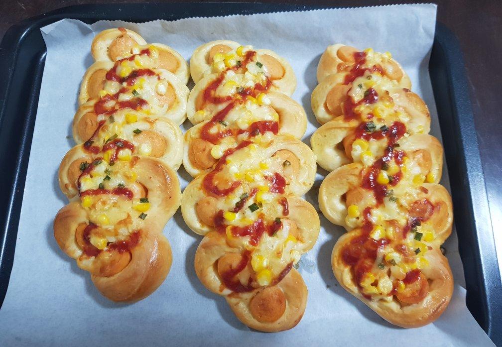 🍞韩式玉米芝士香肠面包🍞 （轻松手揉不用机器）