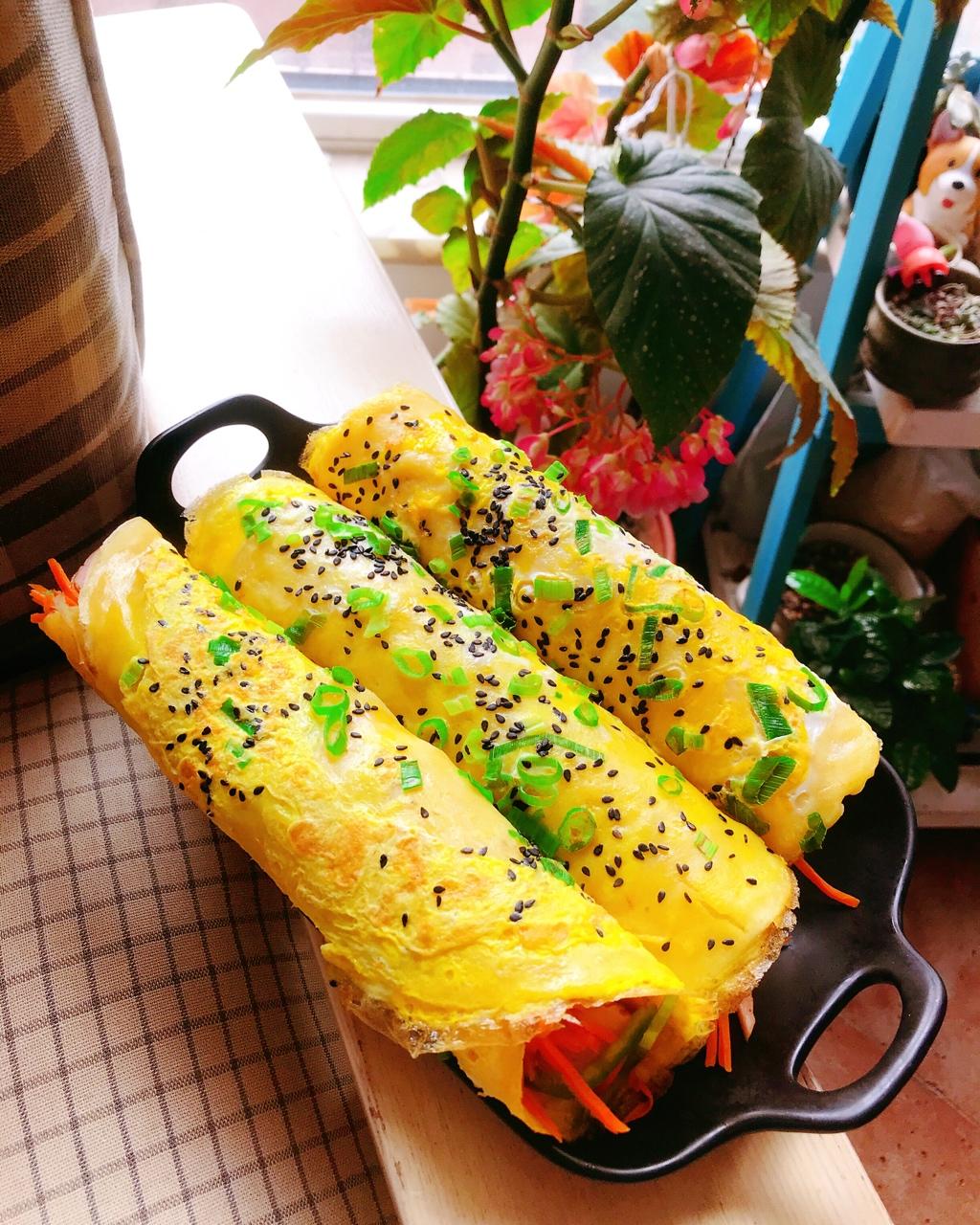 wendy雯儿做的一家三口的周末早餐煎饼卷