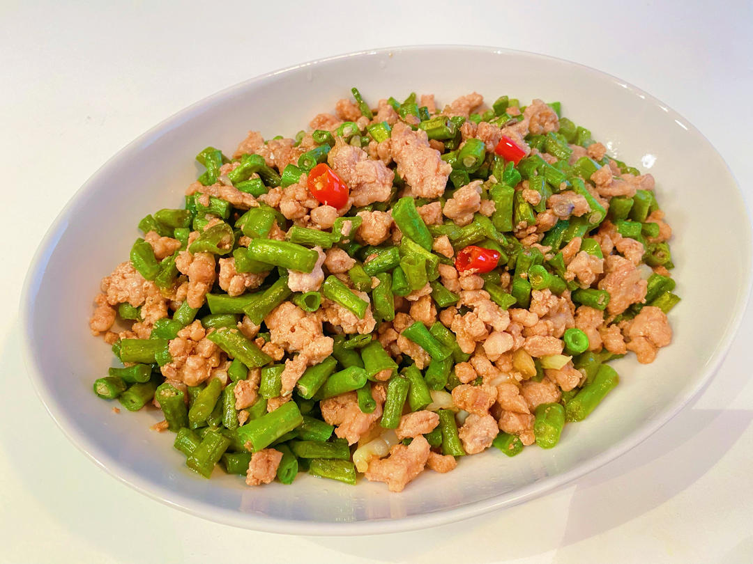 苏微三餐四季做的超下饭家常小炒豆角肉沫