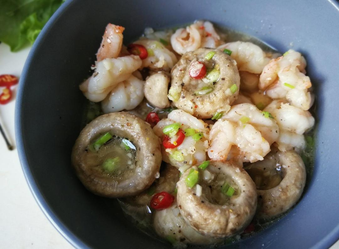 缺一只喵喵做的蒜蓉蘑菇虾仁