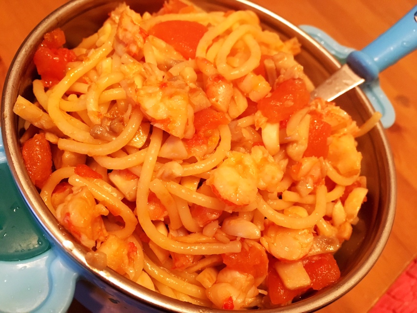 宝宝餐-茄汁鲜虾意面的做法