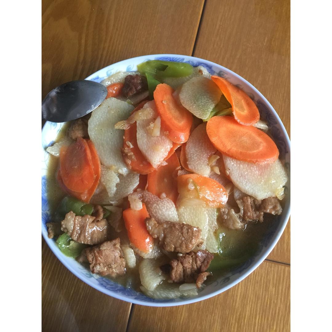 肉片炒山药