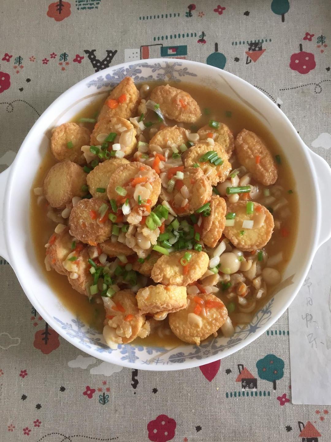 虾仁蘑菇烧日本豆腐的做法