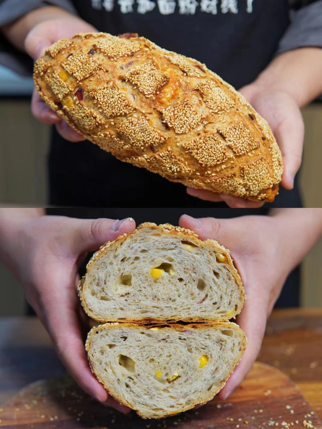 大口吃包不长肉，无糖无油的乡村多谷物欧包的做法