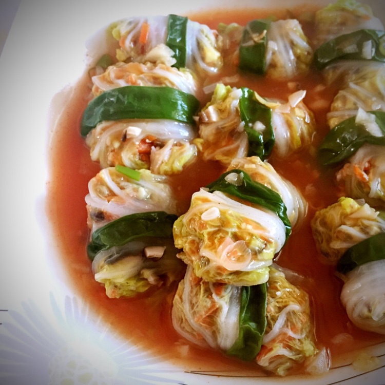 一涵w做的茄汁娃娃菜包肉