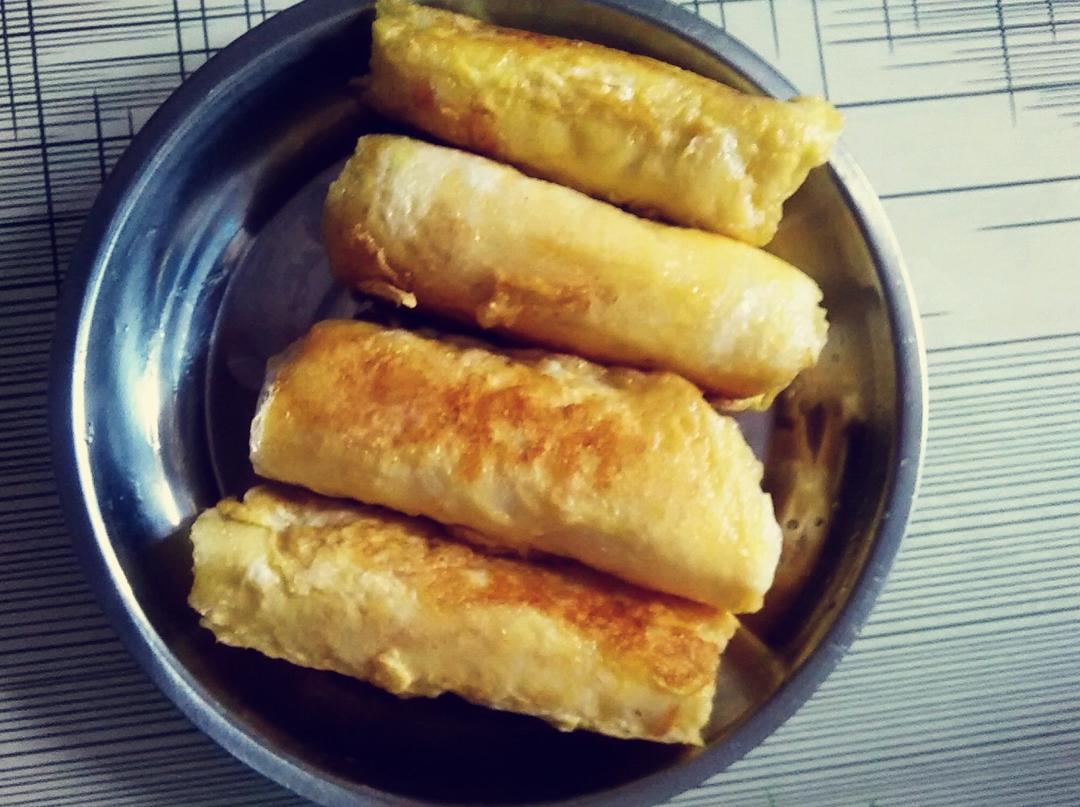 72572333做的香蕉吐司鸡蛋卷宝宝1岁半辅食