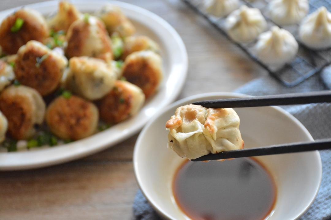 雪菜猪肉生煎包（饺子皮版）