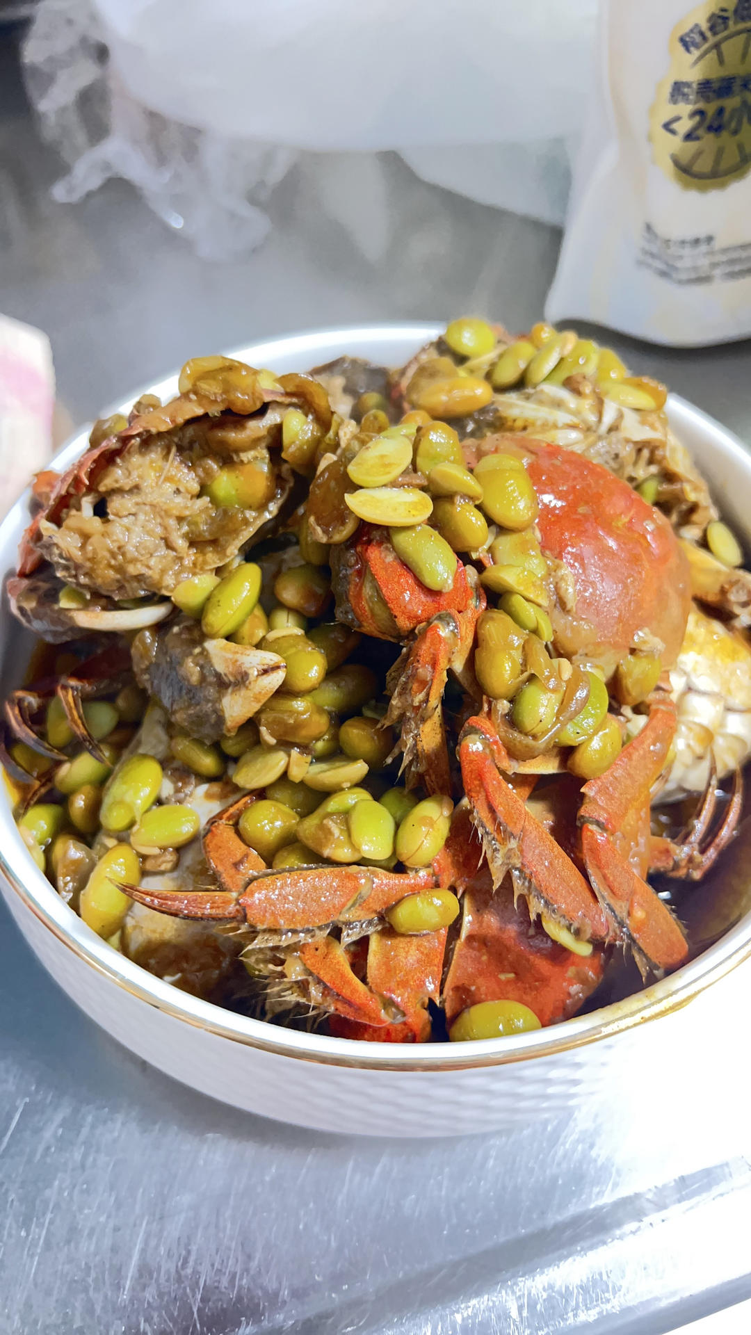 酱炒螃蟹（六月黄）毛豆