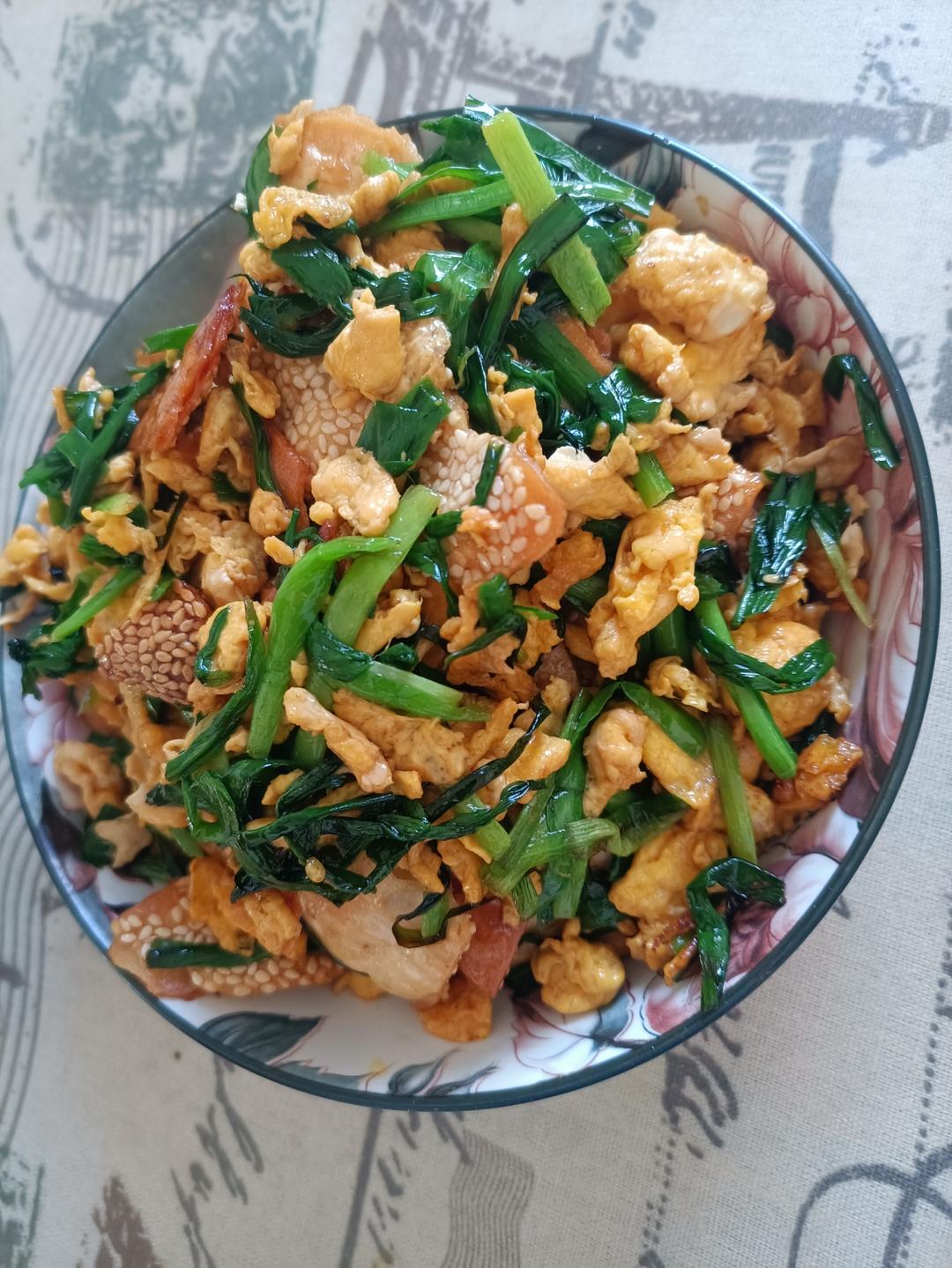 韭菜鸡蛋炒烧饼