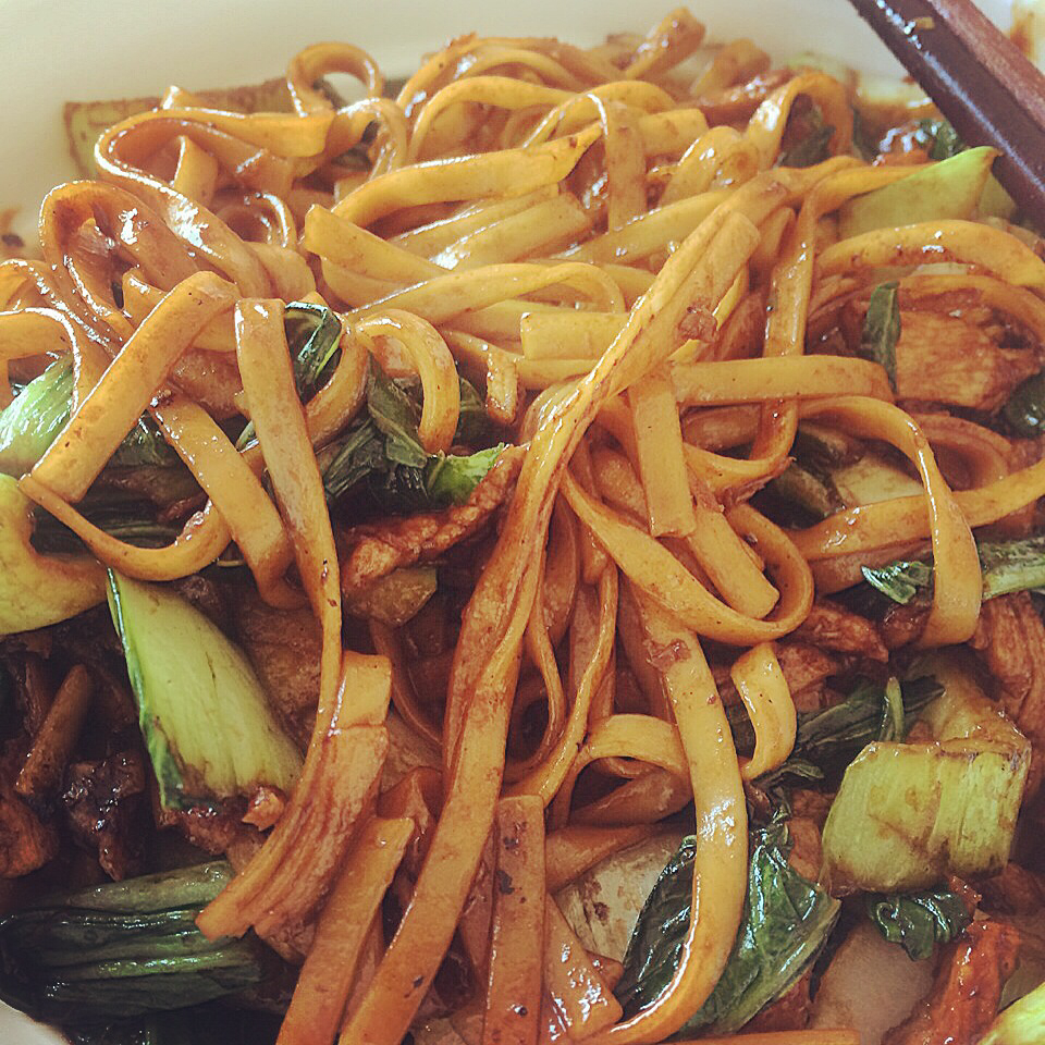 青菜肉丝炒面