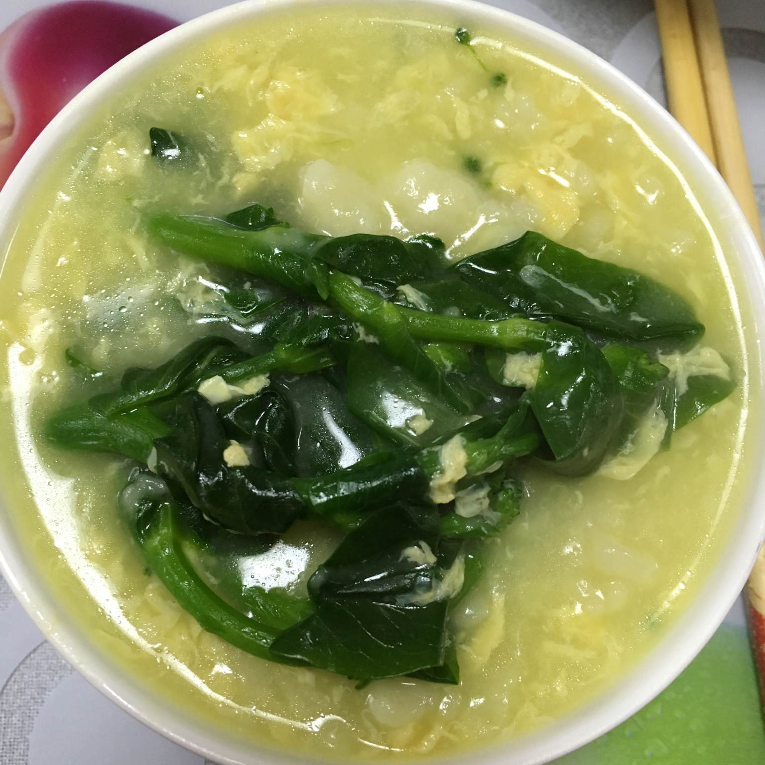 lyya亚亚做的青菜鸡蛋疙瘩汤