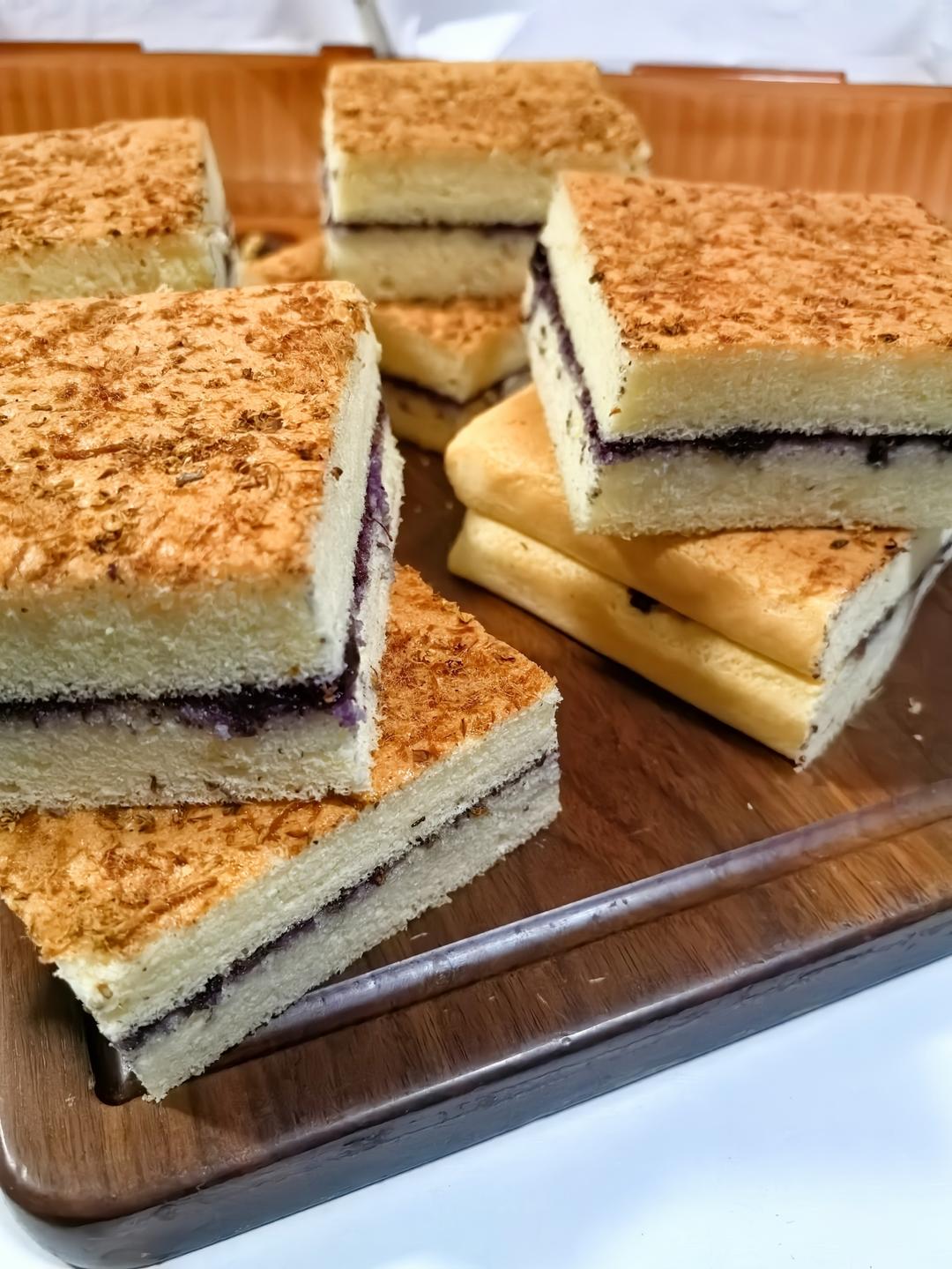 桂花肉松切块蛋糕（后蛋法）