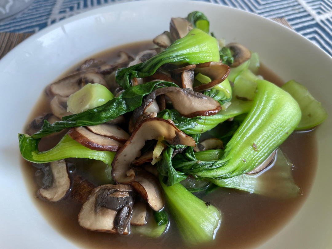 超低卡！青菜炒口蘑！