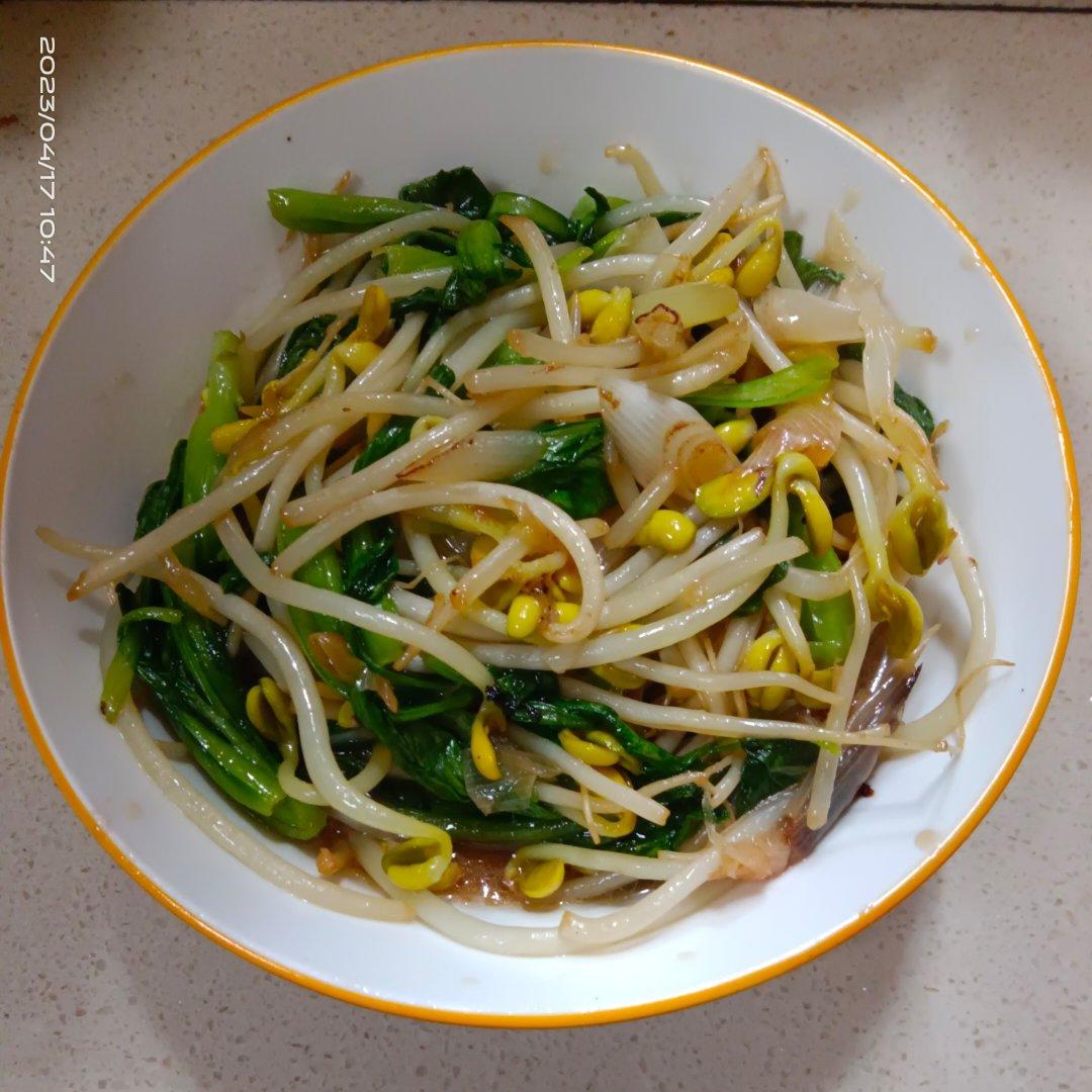 小白菜炒黄豆芽