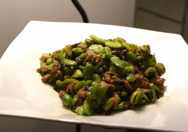 榄菜蚕豆炒肉末的做法