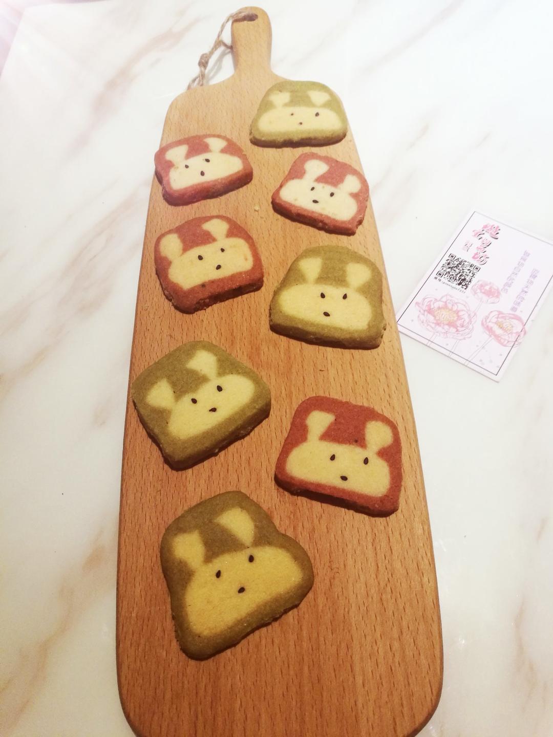 抹茶兔兔曲奇（比熊猫简单！超详细实物图+超良心手绘图）