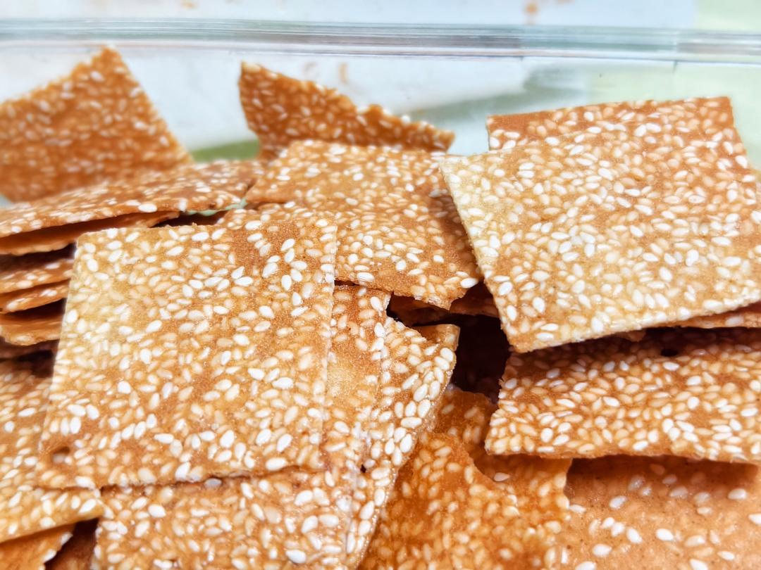 芝麻薄脆饼干，一步操作，超级简单