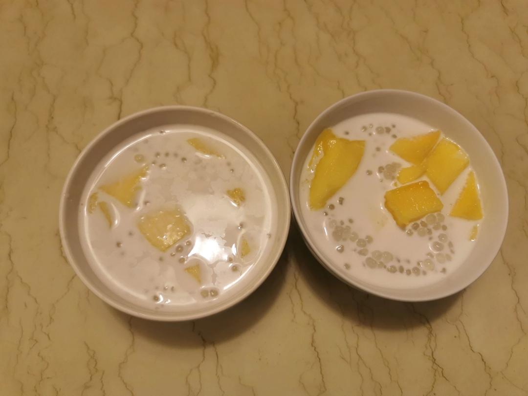港式甜品——杨枝甘露(芒果西米露)附芒果花切法