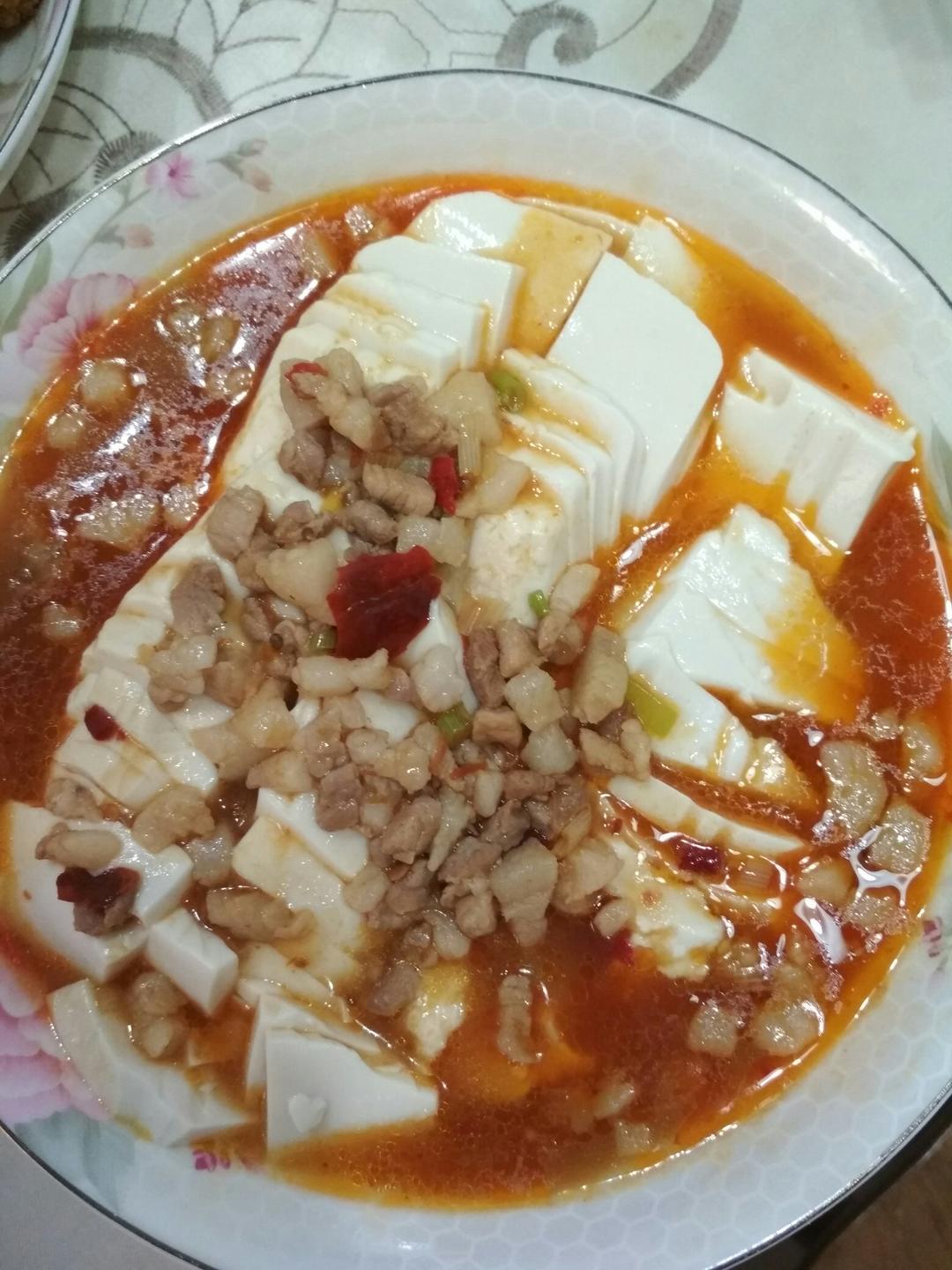 香辣肉末蒸豆腐