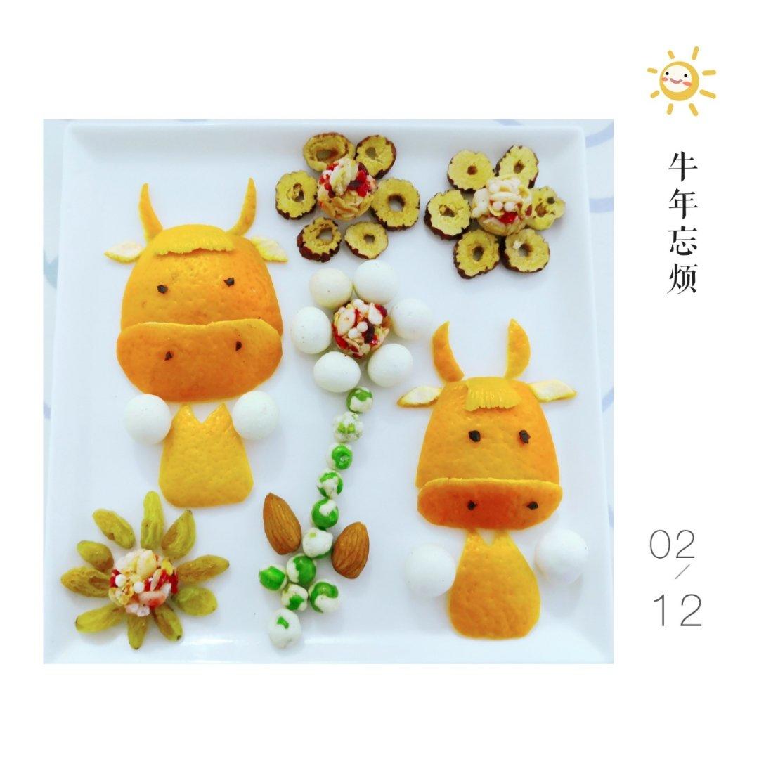 牛年大吉大利餐盘画