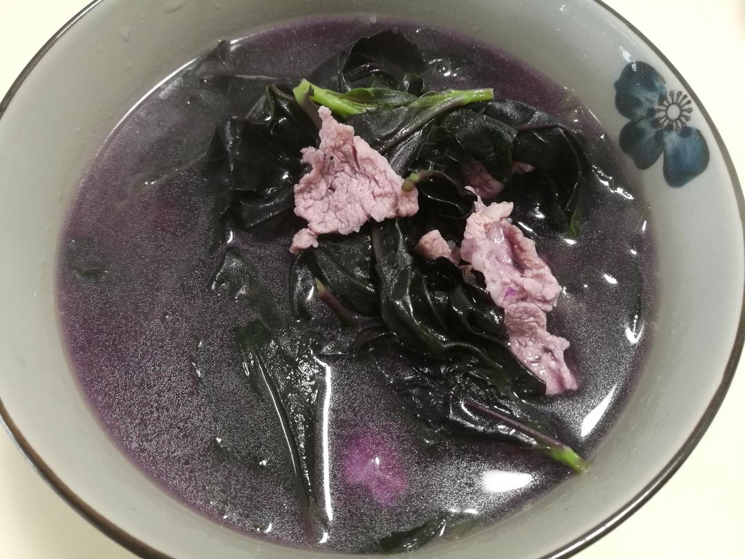 紫贝菜肉片快手汤