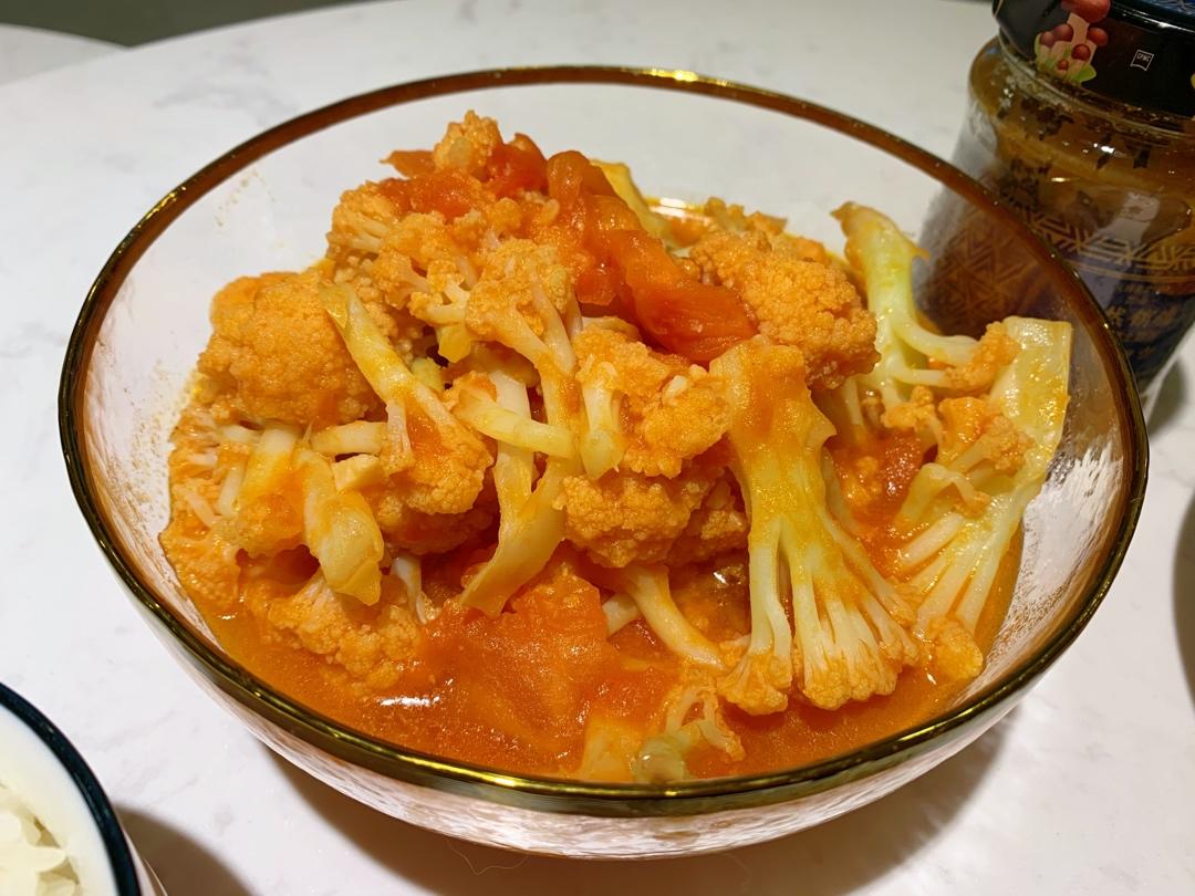有机花菜炒西红柿