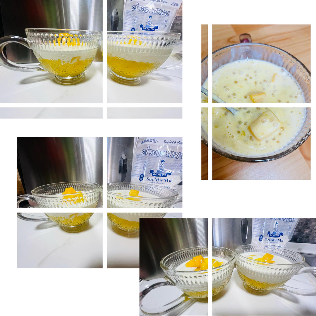 港式甜品——杨枝甘露(芒果西米露)附芒果花切法