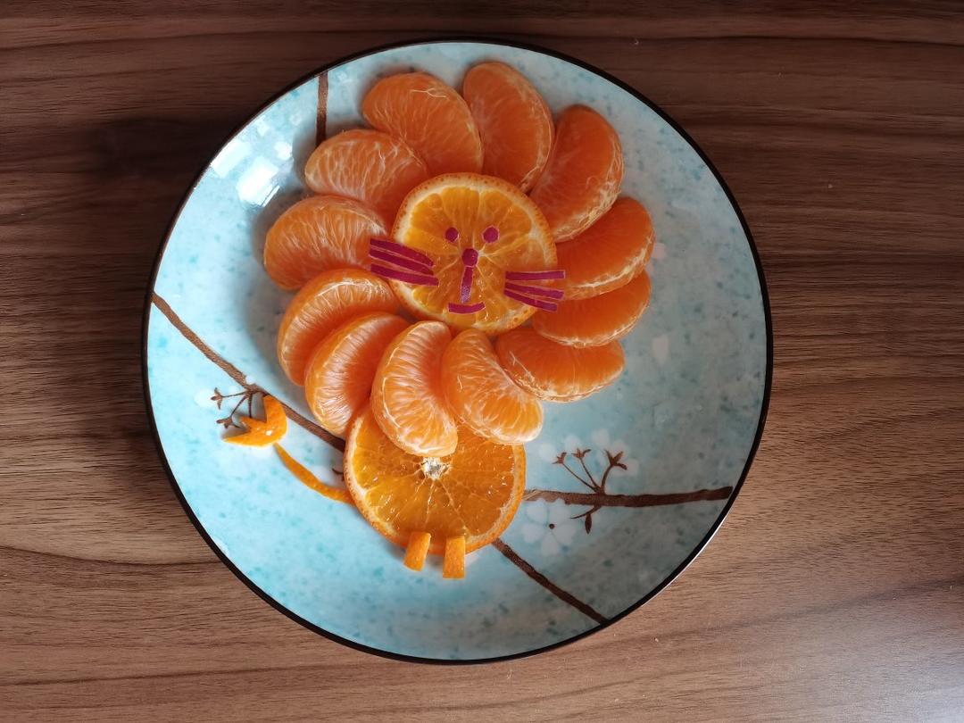 趣味摆盘：桔子小狮子