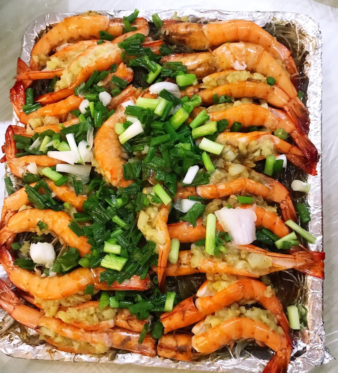 蒜蓉金针菇烤虾（烤箱）