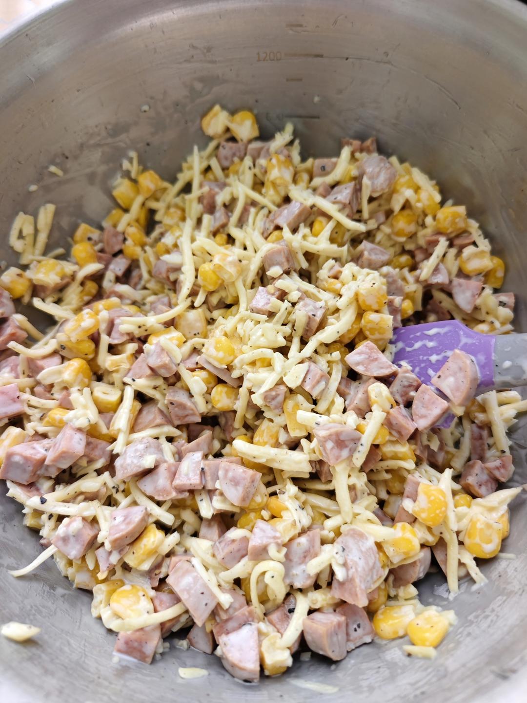 玉米火腿沙拉包，冷藏发酵流程示范