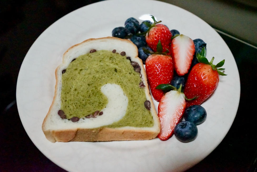 双色吐司 抹茶蜜豆老面吐司🍞