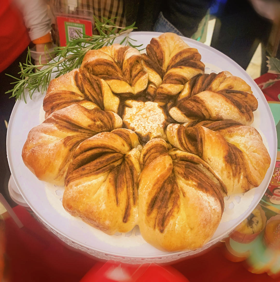ins网红圣诞红糖肉桂雪花全麦面包（一次发酵）B83